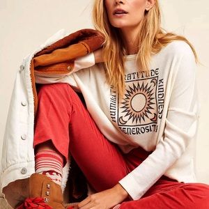 New Anthropologie Gratitude Graphic Oversized Pullover